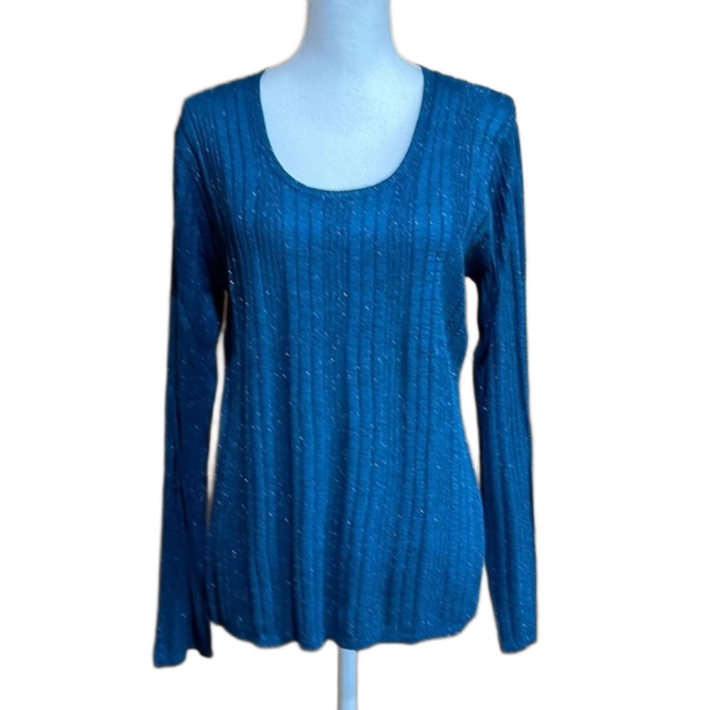Chico’s Metallic Thread Scoop Neck Sweater - EUC